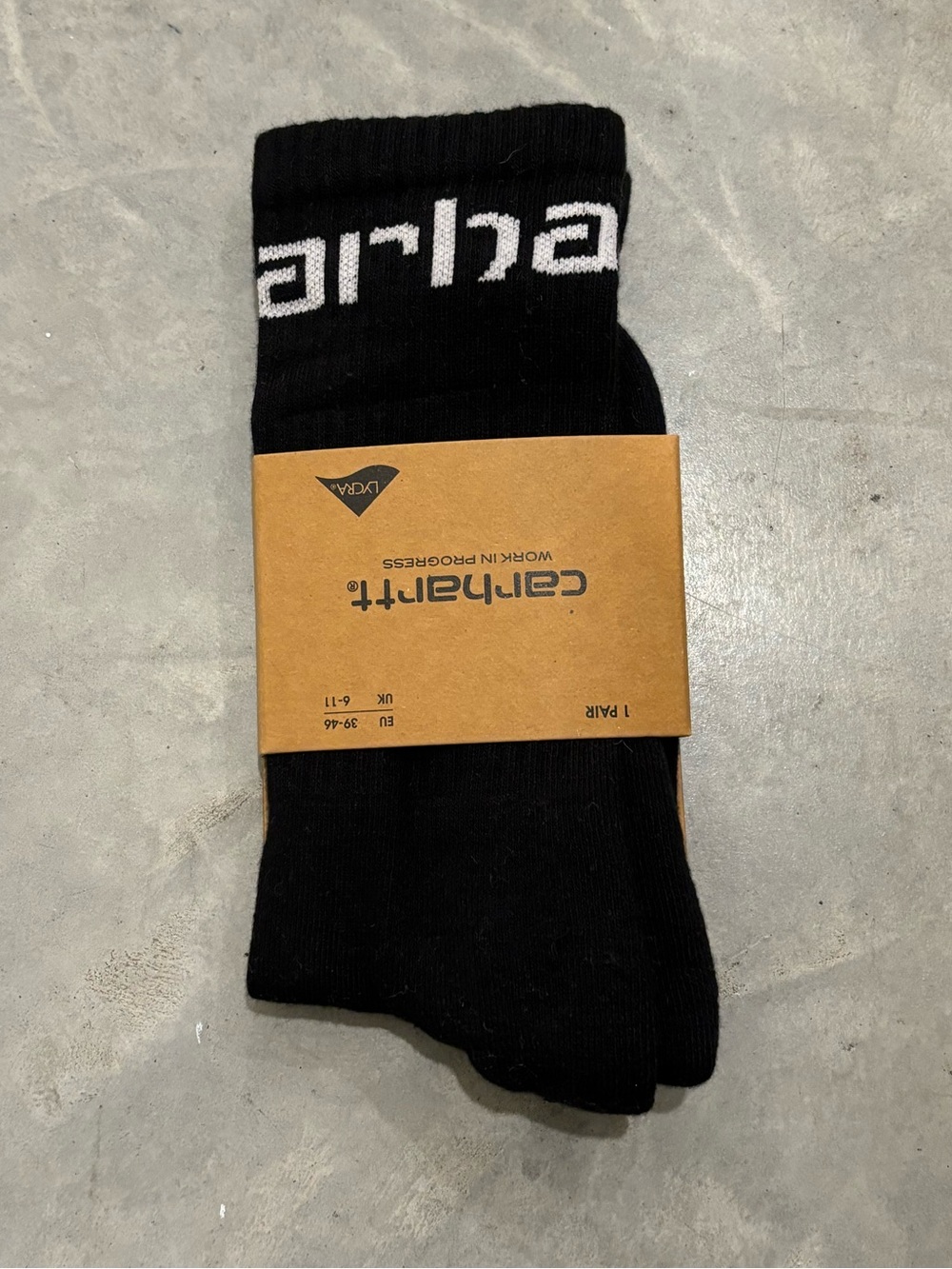 2 pairs - Carhartt Black Crew Socks with White Logo - brand NIP